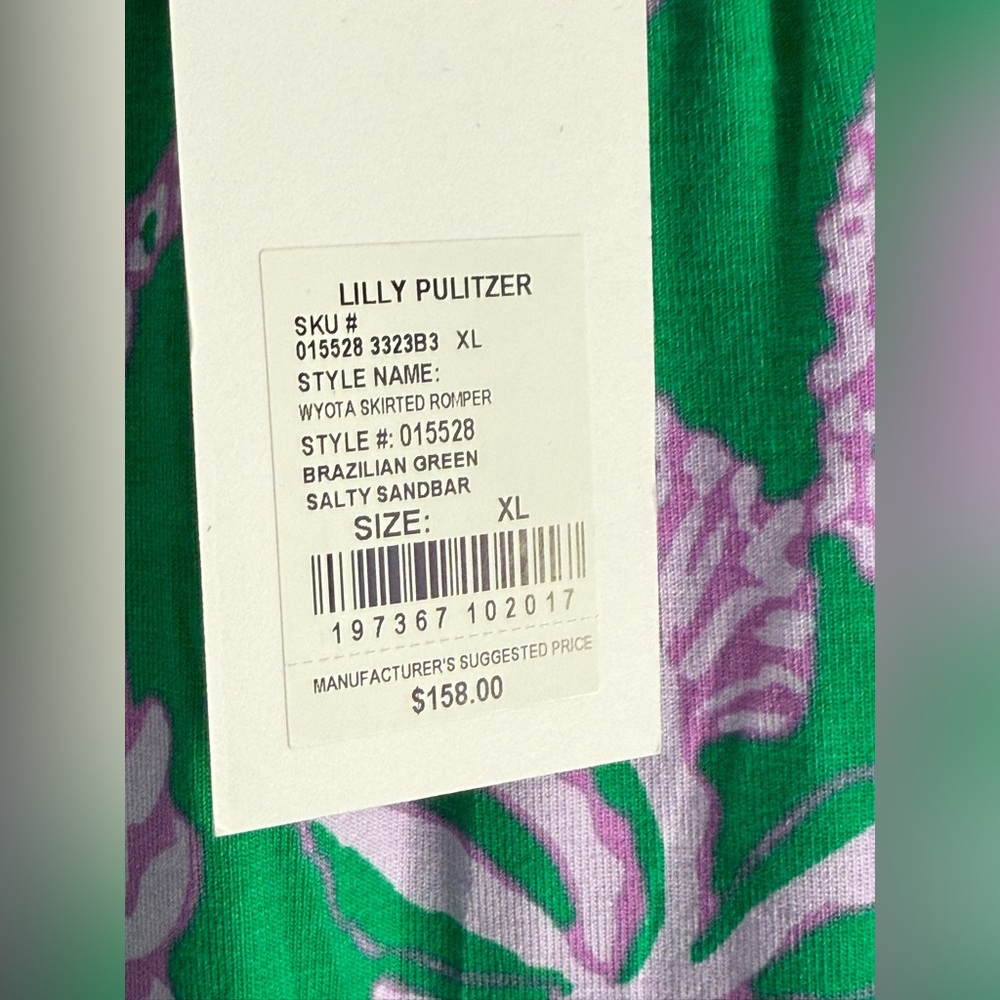 Lilly Pulitzer NWT Wyota Romper Brazilian Green Salty Sandbar Size XL - Picture 4 of 4